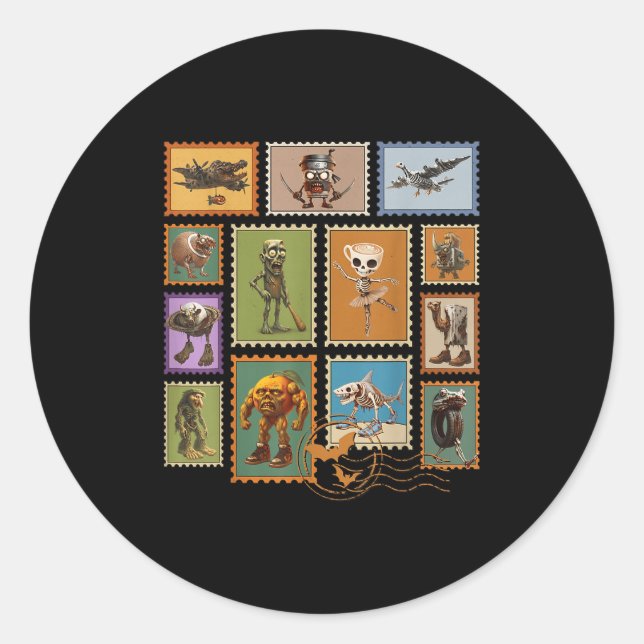 Adesivo Redondo Halloween Stal Stamps Italian Brainrot Zombie  (Frente)