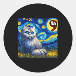 Adesivo Redondo Halloween Starry Night Black Cat Comma La Kamala H