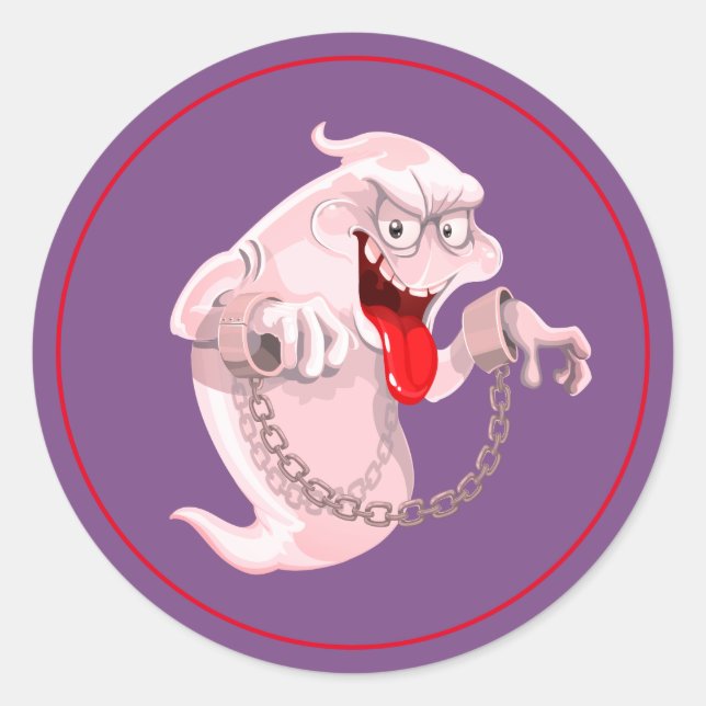 Adesivo Redondo Halloween Stickers-Ghost (Frente)