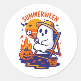 Adesivo Redondo Halloween Summer Ween Funny Boo Vacin Cos