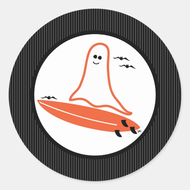 Adesivo Redondo Halloween Surfer Ghost black (Frente)