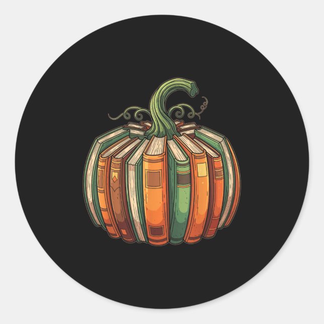 Adesivo Redondo Halloween Teacher Shirts Fall Pumpkin Fall Book Sh (Frente)