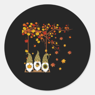 Adesivo Redondo Halloween Three Gnoms Hat Leopard Pumpkin Fall Le