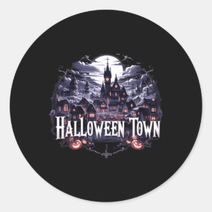 Adesivo Redondo Halloween Town Skeleton Ghost Pumpkin Halloween