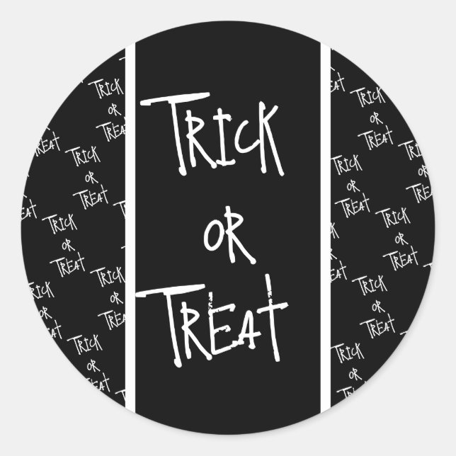 Adesivo Redondo Halloween trick or treat black and white (Frente)