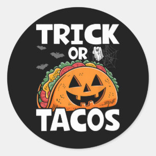 Adesivo Redondo Halloween Trick Ou Tacos Comidas Mexicanos