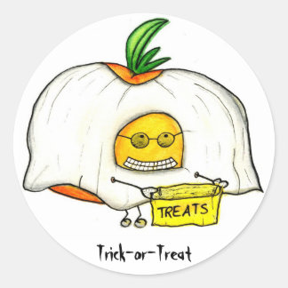 Adesivo Redondo Halloween Trick ou Treine Tomato Ghost