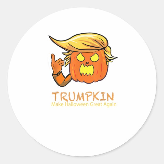Adesivo Redondo Halloween Trumpkin Engraçado - Design de Figurino  (Frente)