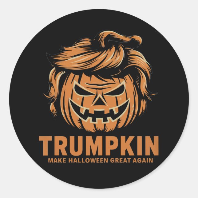Adesivo Redondo Halloween Trumpkin Faz Excelente de Halloween nova (Frente)
