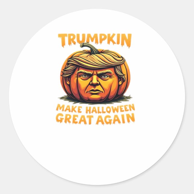 Adesivo Redondo Halloween Trumpkin Faz Excelente de Halloween nova (Frente)