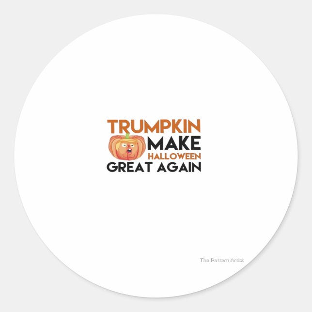 Adesivo Redondo Halloween Trumpkin Funny - Clássica Maga Costume D (Frente)
