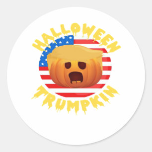 Adesivo Redondo Halloween Trumpkin Funny Pumpkin Parody