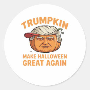 Adesivo Redondo Halloween Trumpkin - Paródia assustadora citação p