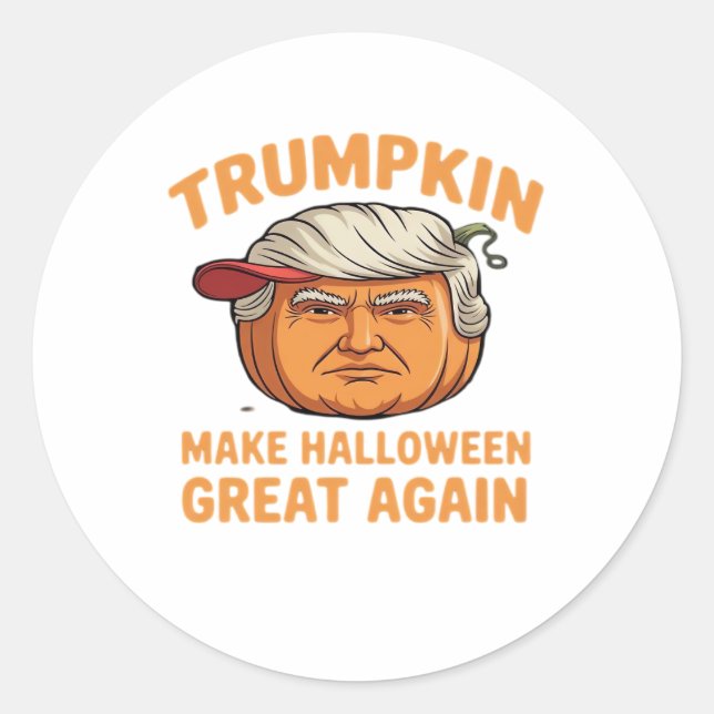 Adesivo Redondo Halloween Trumpkin - Paródia assustadora citação p (Frente)