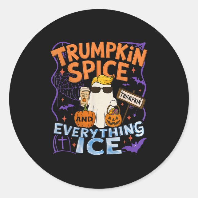 Adesivo Redondo Halloween Trumpkin Sce E Tudo O Ice Pumpkin (Frente)