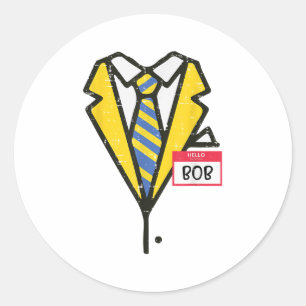 Adesivo Redondo Halloween Tuxedo Olá Meu Nome Bob Costume Boys Ki