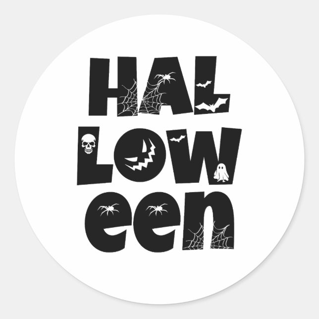 Adesivo Redondo Halloween Typography (Frente)