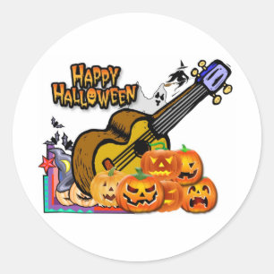 Adesivo Redondo Halloween Ukulele
