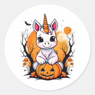 Adesivo Redondo Halloween Unicorn