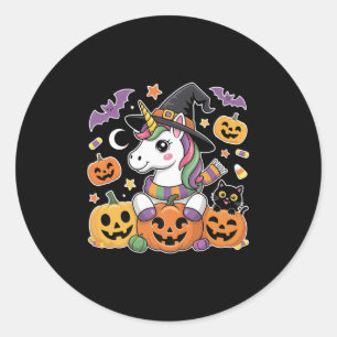 Adesivo Redondo Halloween Unicorn Pumpkin Cat Kids Cuja Figurinha