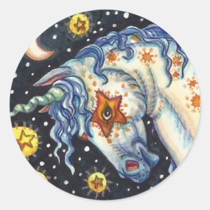 ADESIVO REDONDO HALLOWEEN UNICORNS, STAR HORSE E FANTASIA DE COLT