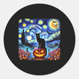 Adesivo Redondo Halloween Van Gogh Starry Night Black