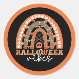Adesivo Redondo Halloween Vibes Boho Rainbow Fall Spooky