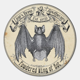 Adesivo Redondo Halloween Vintage Apothecary Wing of Bat