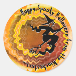 Adesivo Redondo Halloween voando feitiço mágico feitiço feitiço te