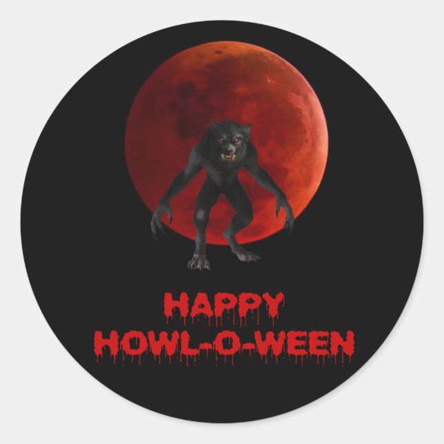 Adesivo Redondo Halloween Werewolf Lycan Red Sangue Lâmina (Frente)