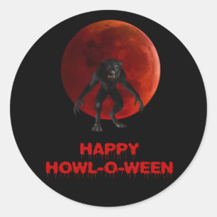 Adesivo Redondo Halloween Werewolf Lycan Red Sangue Lâmina