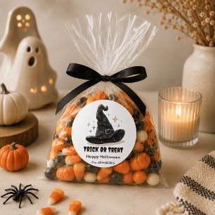 Adesivo Redondo Halloween Witch Hat Spooky Design -