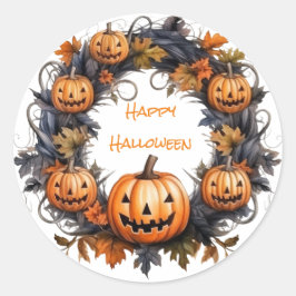 Adesivo Redondo Halloween Wreath Happy Halloween