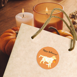 Adesivo Redondo Halloween Yellow Labrador Mummy Stickers