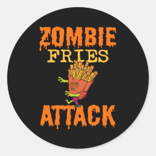Adesivo Redondo Halloween Zombie Fries Monstro Zombie Fan Snack Sp