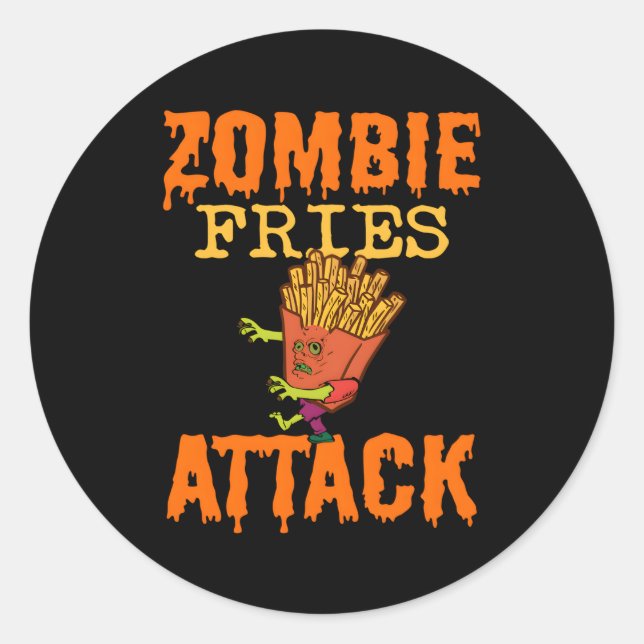 Adesivo Redondo Halloween Zombie Fries Monstro Zombie Fan Snack Sp (Frente)