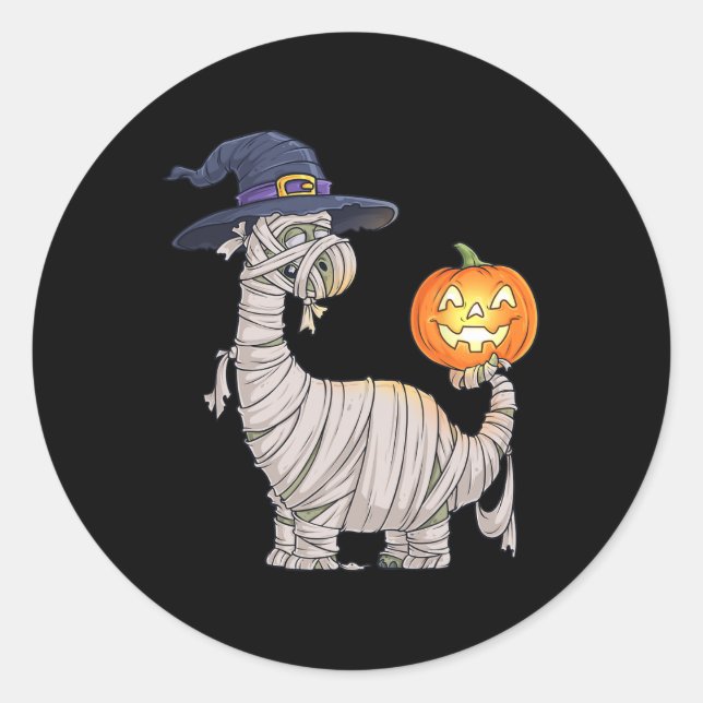 Adesivo Redondo Halloween Zombie Mummy Dinosaur Wity Scary Boys G (Frente)