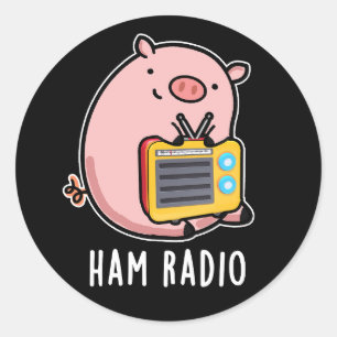 Adesivo Redondo Ham Radio Funny Pig Dark BG