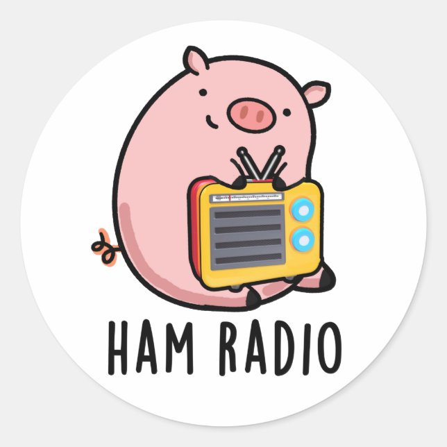 Adesivo Redondo Ham Radio Funny Pig Pun (Frente)
