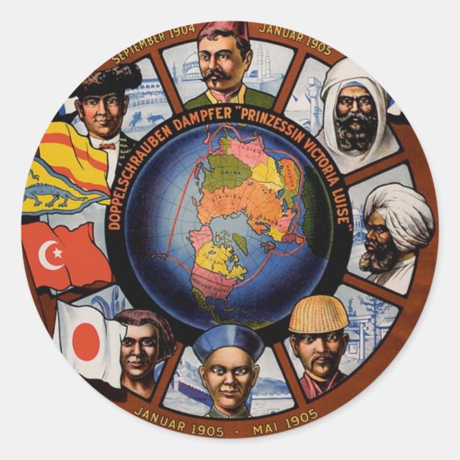 Adesivo Redondo Hamburg Amerika Line Poster (Frente)