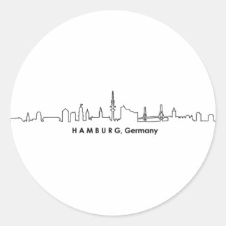 Adesivo Redondo HAMBURG Elbe Alemanha City Skyline Silhouette
