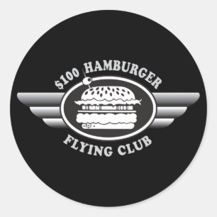 Adesivo Redondo Hamburger de 100 dólares - clube do vôo
