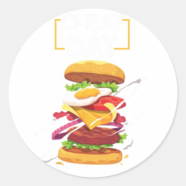 Adesivo Redondo Hamburger Lover Gift Fast Comida Gym Workout Cheat (Frente)
