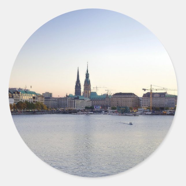 Adesivo Redondo Hamburgo autocolante bordador porto (Frente)