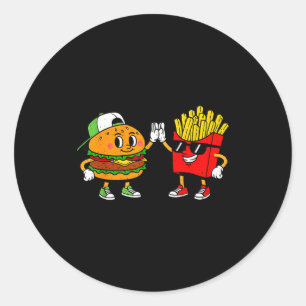 Adesivo Redondo Hambúrguer Divertido Batata Frita Combo Lanches Co