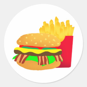 Adesivo Redondo Hamburguer e fritadas