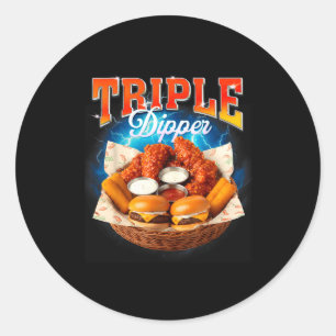 Adesivo Redondo Hambúrguer Fast Food Nugget de Frango Foodie Tripl