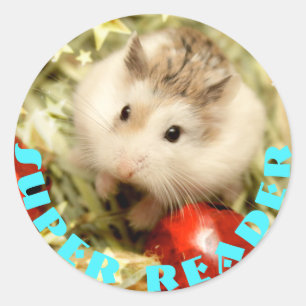Adesivo Redondo Hammyville - Super Leitor de Hamster Bonito
