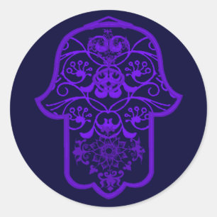 Adesivo Redondo Hamsa floral (roxo)