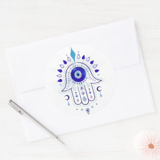 Adesivo Redondo Hamsa Mau Eye Hand